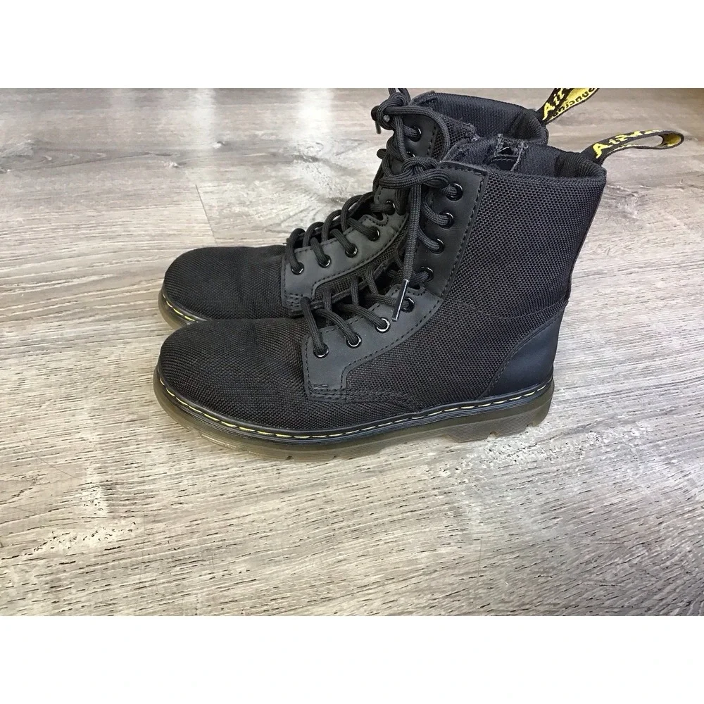 Doc Dr Martens Boots Combs J Combat Lace Up Black Canvas Zip Youth Kids Size 2